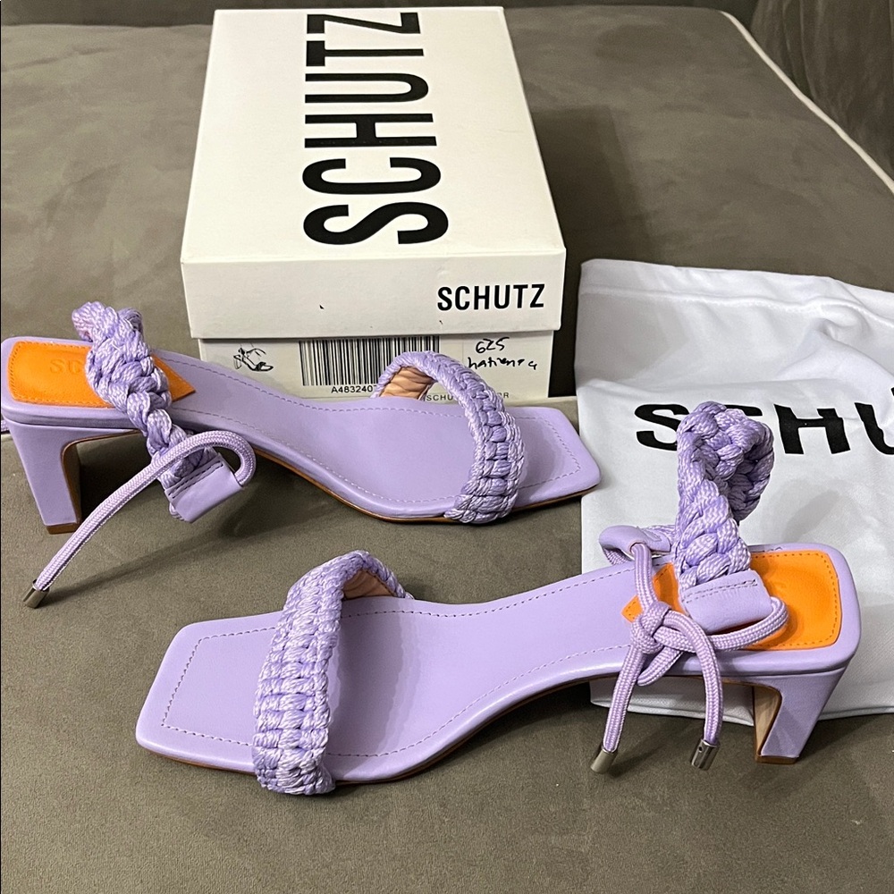 SCHUTZ Lavender Braided Strap Heels - Picture 1 of 11
